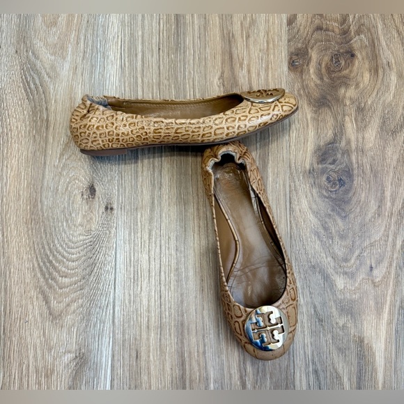Tory Burch Embossed Leather Animal Print Ballet Flats Size 8 EUC - Picture 3 of 8